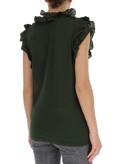 Shop Dsquared2 Frill Trim Sleeveless Blouse In Green