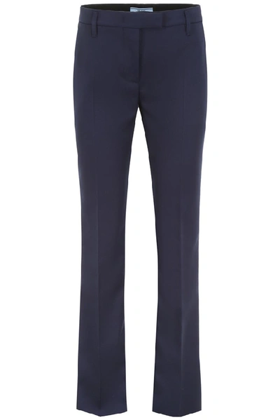 Shop Prada Tailored Straight Trousers In Navy