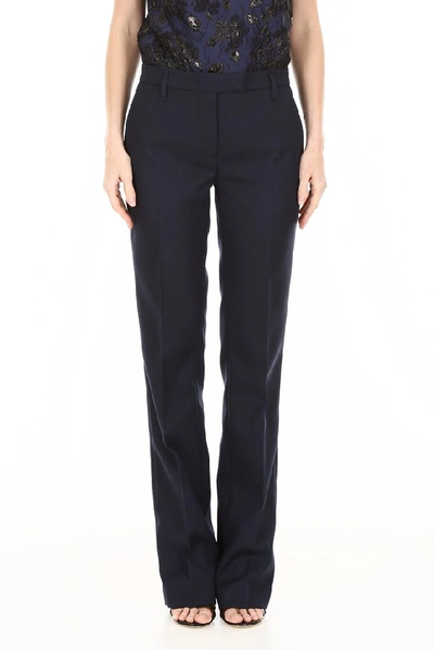 Shop Prada Tailored Straight Trousers In Navy