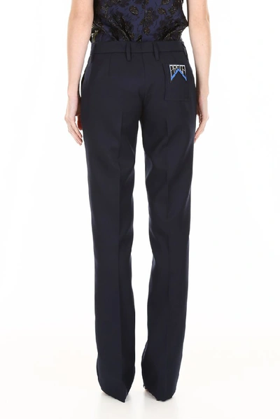 Shop Prada Tailored Straight Trousers In Navy