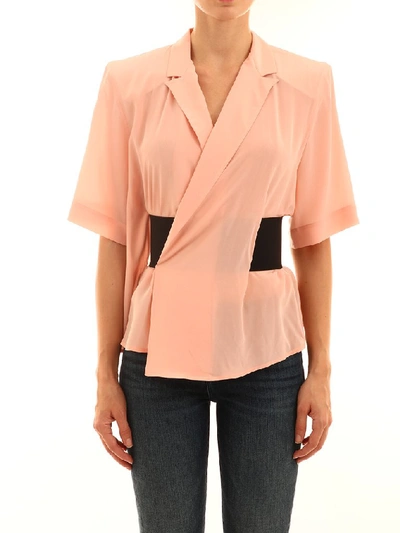 Shop Balenciaga Wrap Front Blouse In Pink