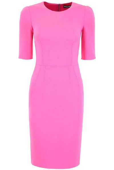 Shop Dolce & Gabbana Sleeved Midi Dress In Pink