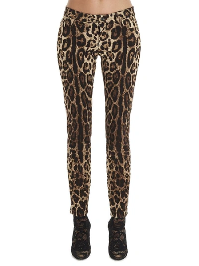 Shop Dolce & Gabbana Leopard Print Skinny In Multi