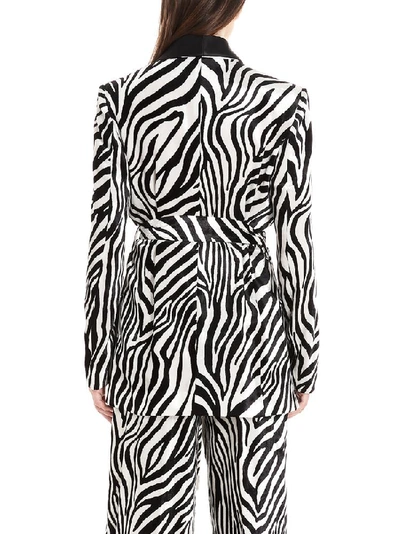 Shop Sara Battaglia Zebra Print Belted Blazer In Multi