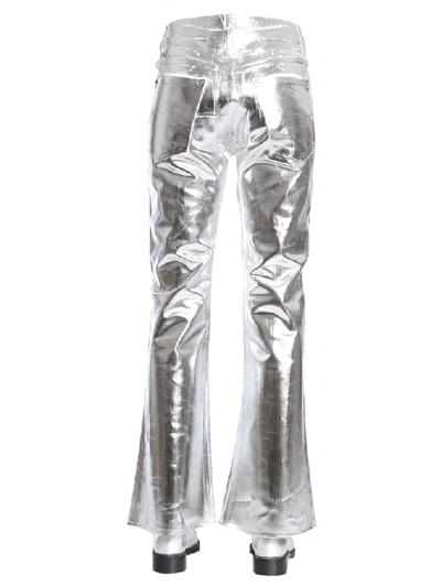 Shop Mm6 Maison Margiela Metallic Flared Pants In Silver