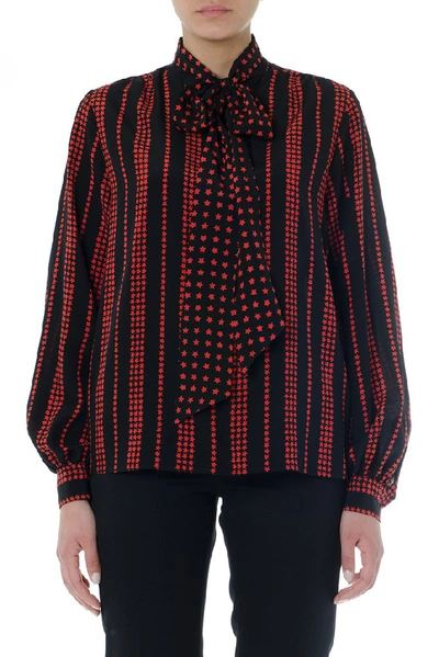 Shop Saint Laurent Stars And Stripes Patterned Blouse In Multi