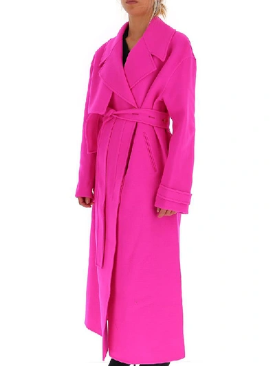 Jacquemus Sabe Oversized Neon Wool Trench Coat In Pink ModeSens
