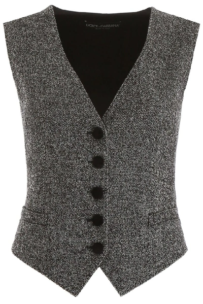 Shop Dolce & Gabbana Fitted Waistcoat In Grey