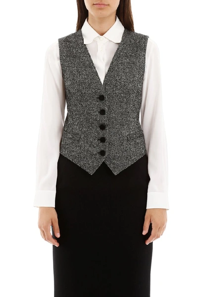 Shop Dolce & Gabbana Fitted Waistcoat In Grey