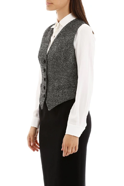 Shop Dolce & Gabbana Fitted Waistcoat In Grey