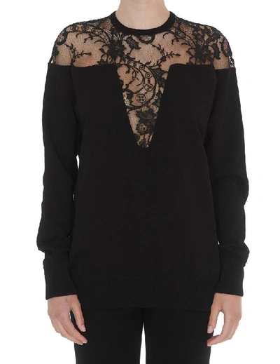 Shop Givenchy Lace Panelled Sweater In Black