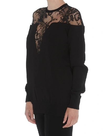 Shop Givenchy Lace Panelled Sweater In Black