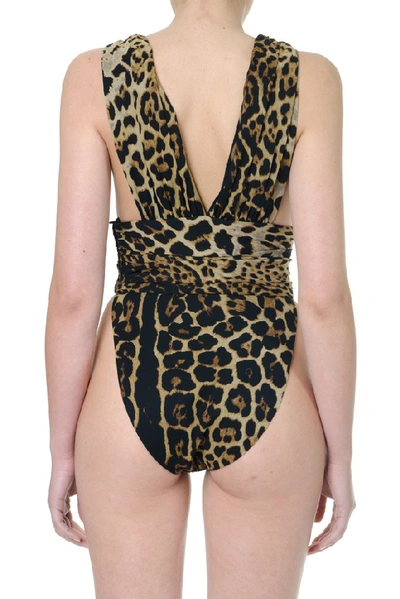 Shop Saint Laurent Leopard Print Bodysuit In Multi