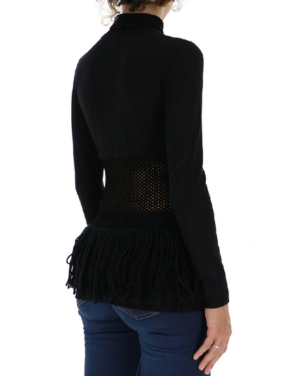 Shop Loewe Mesh Fringed Sweater In Black