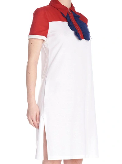 Shop Prada Ruffled Zipped Collar Dress In Multi