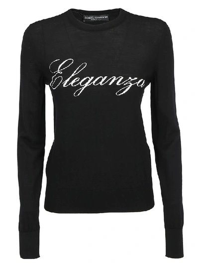 Shop Dolce & Gabbana Eleganza Script Sweater In Black