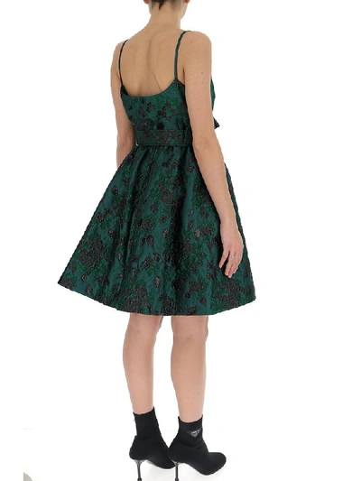 Shop Prada Belted Ruffle Detail Dress In Green