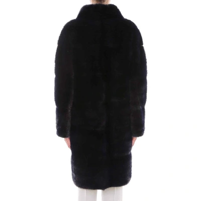 Shop Simonetta Ravizza Padded Fur Coat In Blue