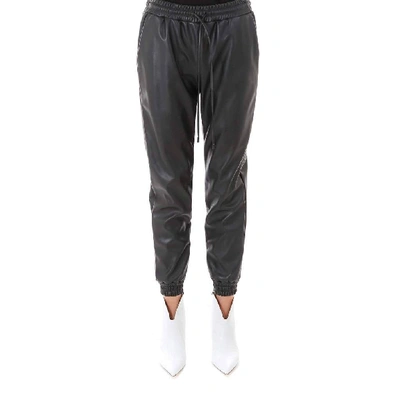 Shop Michael Michael Kors Drawstring Slim Fit Leather Pants In Black