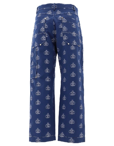 Shop Chloé All Over Logo Pants In Blue