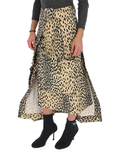 Shop Jacquemus Leopard Print Asymmetric Skirt In Multi