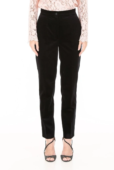 Shop Dolce & Gabbana High Rise Straight Fit Trousers In Black