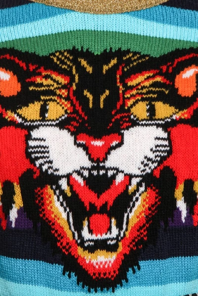 Shop Gucci Tiger Striped Sweater In Multi