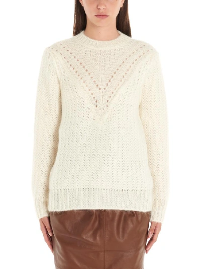 Shop Alberta Ferretti Cable Knit Sweater In White