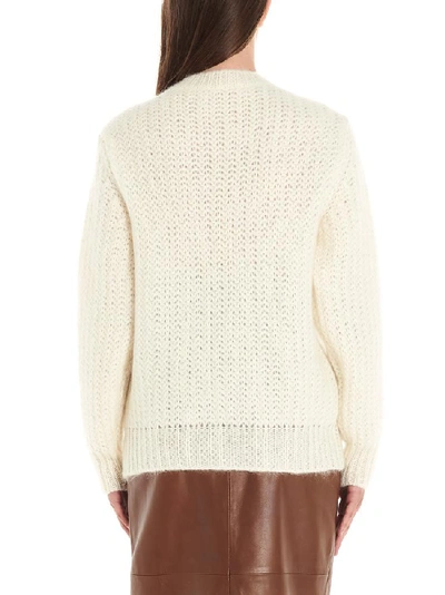 Shop Alberta Ferretti Cable Knit Sweater In White
