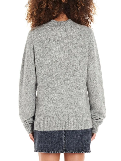 Shop Helmut Lang V Neck Brushed Knitted Sweatshirt In Grey