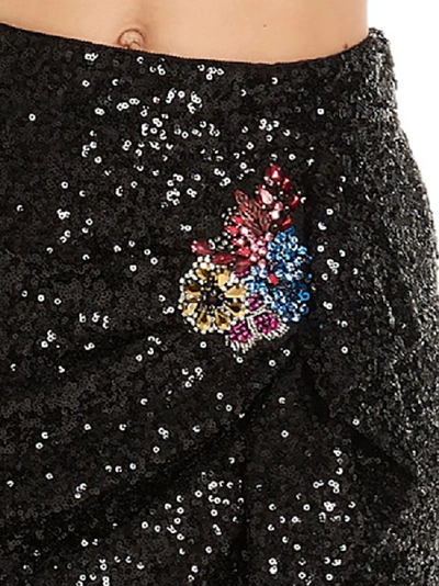 Shop Pinko Jeweled Embroidery Sequined Mini Skirt In Black