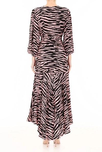 Shop Ganni Tiger Print Wrap Dress In Multi