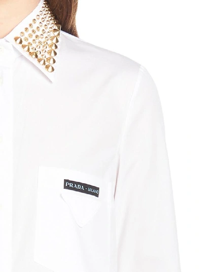 Shop Prada Studded Collar Shirt In White