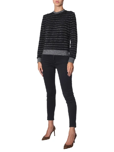 Shop Saint Laurent Striped Crewneck Jumper In Multi