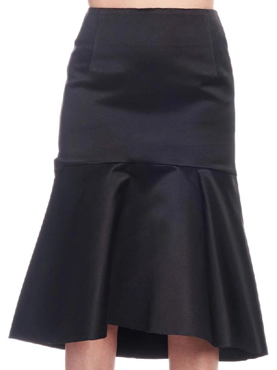 Shop Balenciaga Ruffled Midi Skirt In Black