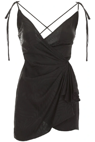 Shop Attico Wrap Shoulder Strap Mini Dress In Black