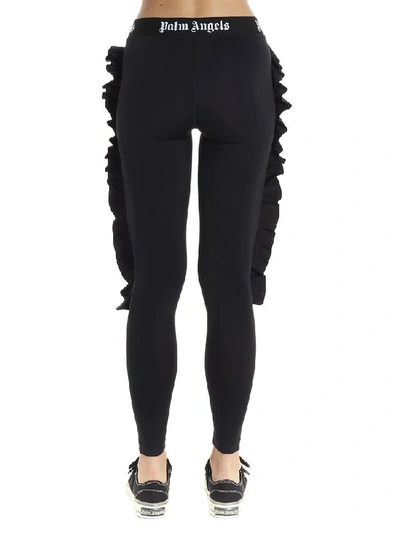 Shop Palm Angels Rouches Logo Printed Leggings In Black