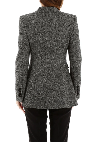 Shop Dolce & Gabbana Single Breasted Fitted Blazer In Grey