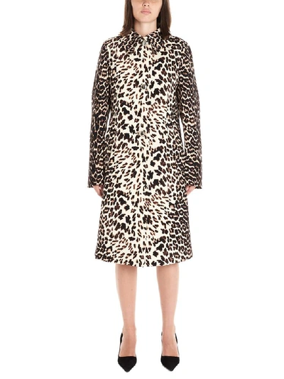 Shop Prada Leopard Print Single Breasted Trench Coat In Multi