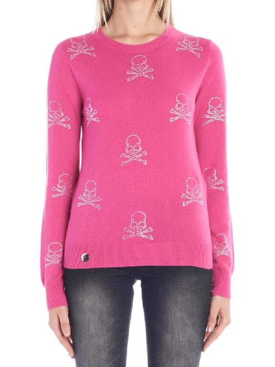 Shop Philipp Plein Skull Print Jumper In Pink