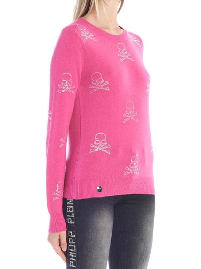 Shop Philipp Plein Skull Print Jumper In Pink