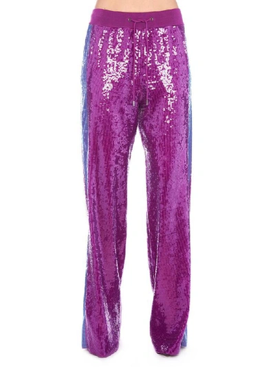 Shop Alberta Ferretti Sequinned Side Strap Pants In Purple