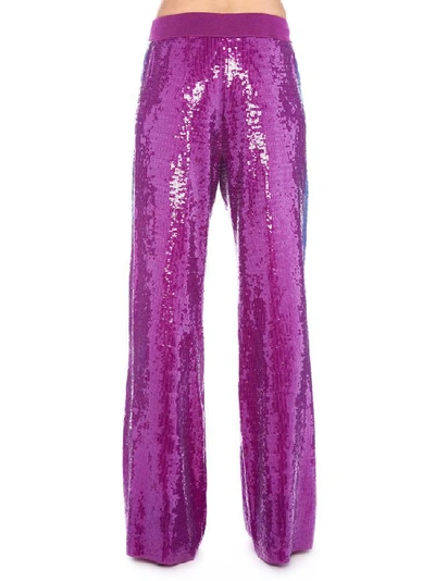 Shop Alberta Ferretti Sequinned Side Strap Pants In Purple