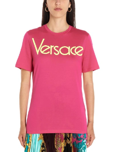 Shop Versace Embroidered Logo T In Pink