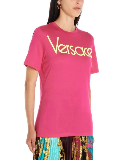 Shop Versace Embroidered Logo T In Pink