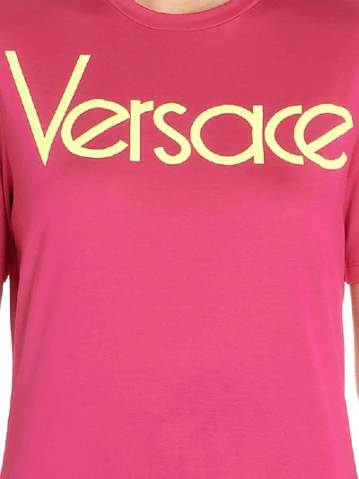 Shop Versace Embroidered Logo T In Pink