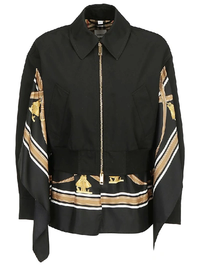 Shop Burberry Scarf Detail Zipped Jacket In Multi