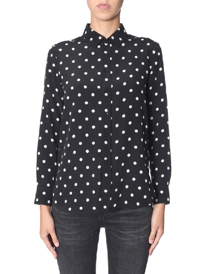 Shop Saint Laurent Polka Dot Buttoned Shirt In Black