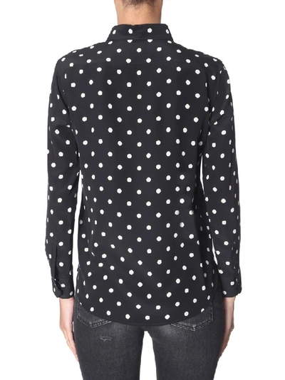 Shop Saint Laurent Polka Dot Buttoned Shirt In Black