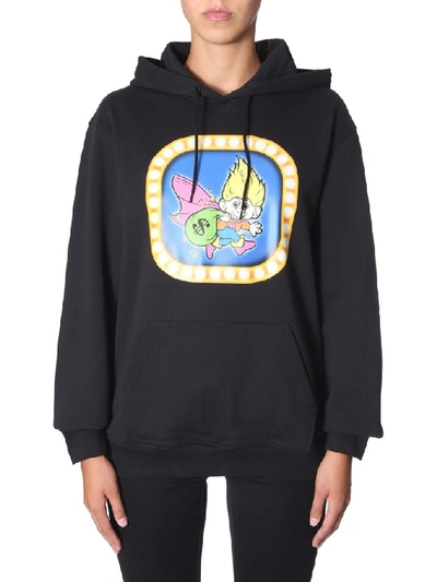 Shop Moschino Graphic Print Hoodie In Black